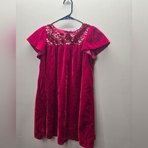 NWOT H&M Girls Red Velvet Dress with Sequin Detail